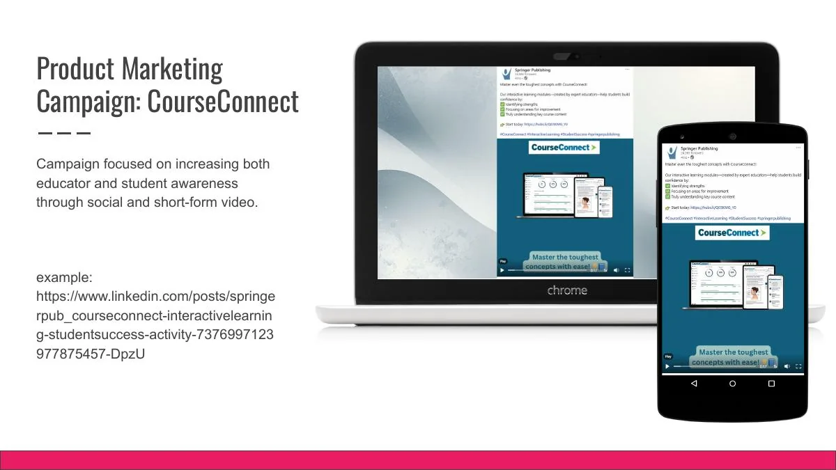CourseConnect multi-platform product marketing campaign from Allison Caggia's portfolio
