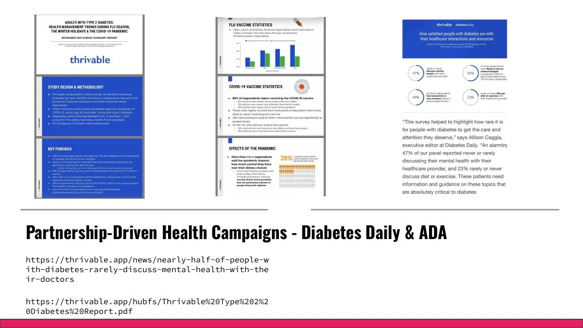 Healthcare research and partnership campaign examples