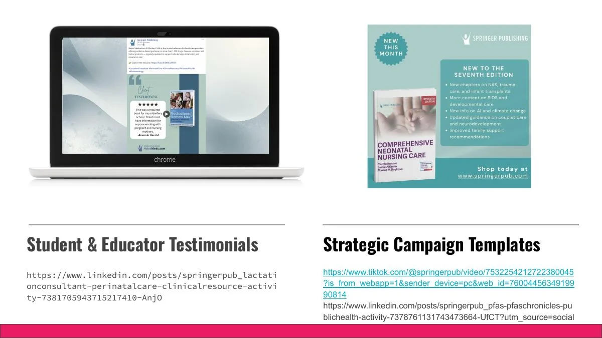 Educator testimonials and reusable campaign templates
